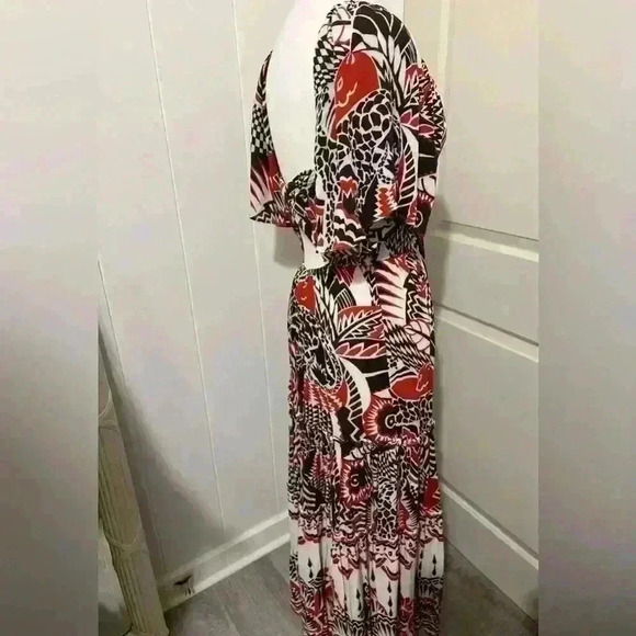 Anthropologie Maxi Tiered Dress Small Brown Orange Bohemian Cutout Boho $180 - Picture 8 of 9